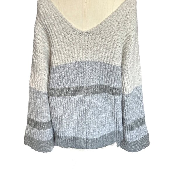 PRESS Women's cosy colour block v-neck sweater, M - Picture 2 of 7